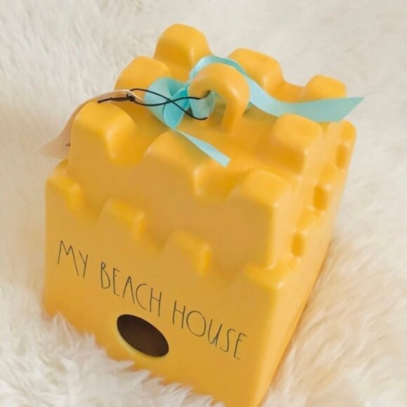 NEW Rae Dunn Yellow MY BEACH HOUSE Sandcastle Birdhouse - Picture 2 of 3